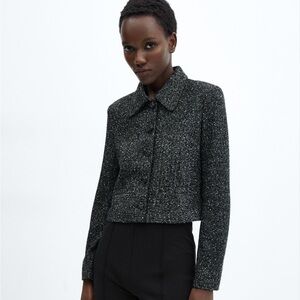 MANGO MNG Women's Marbled Tweed Jacket
